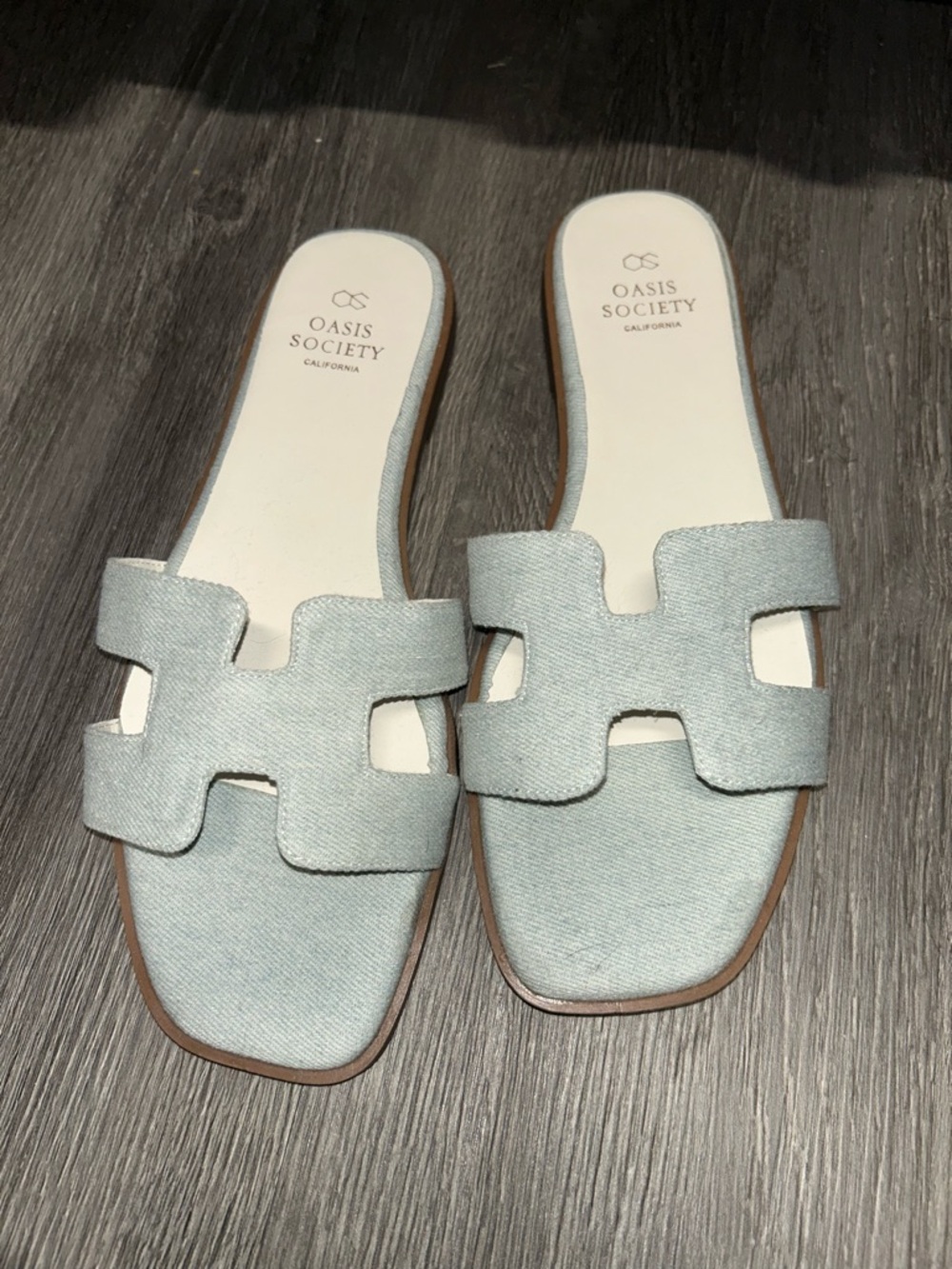 Oasis Society Pale Blue Cutout Slide Sandals